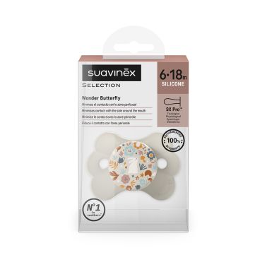 Suavinex Smoczek fizjologiczny SX Pro silikonowy 6-18 Wonderland Motylek - beżowy liberty