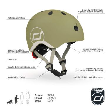 Kask dla dzieci 1-5 lat Scoot&Ride Olive (XXS-S)