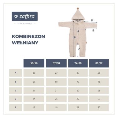 Kombinezon Zaffiro 100% wełna - baranek beige