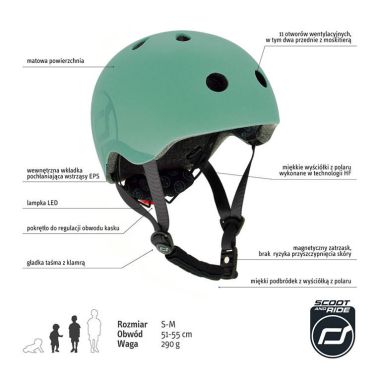 SCOOTANDRIDE Kask S-M dla dzieci 3+ Forest