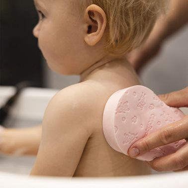 Babyono Gąbka kąpielowa dla dzieci i niemowląt różowa