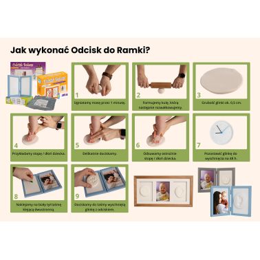 Odcisk bobasa - podwójna ramka z glinką różowa