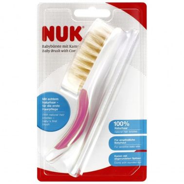 NUK Szczotka + grzebyk dla niemowląt róż