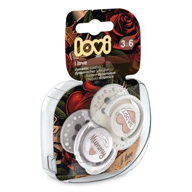Smoczek silikonowy dynamiczny LOVI 2 szt. I Love