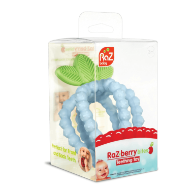 RaZbaby Gryzak silikonowy Niebieska Malina z listkami