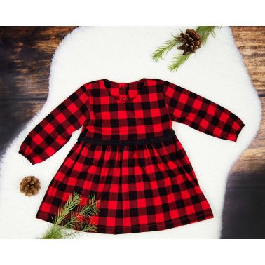 Sukienka w świąteczną kratę z koronką r. 68