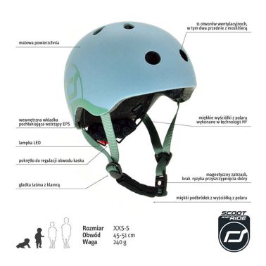 Kask dla dzieci 1-5 lat Scoot&Ride Steel (XXS-S)