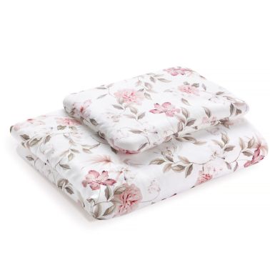 YOSOY Kołderka 75×100 BOHO FLOWERS PINK eco satin cotton