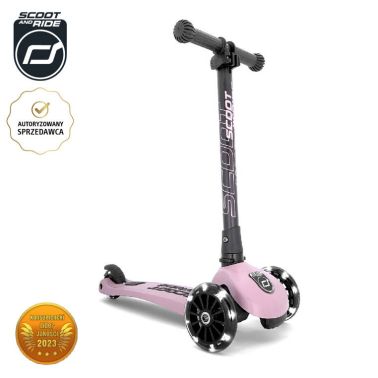 SCOOTANDRIDE Highwaykick 3 LED Hulajnoga składana ze świecącymi kółkami 3+ Rose